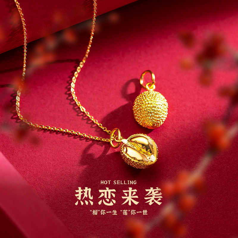 Minority Design Durian Necklace Female Tide Sand Gold Collarbone Chain Copper Gold-Plated Durian Pendant Necklace Novelty Jewelry For Your Life