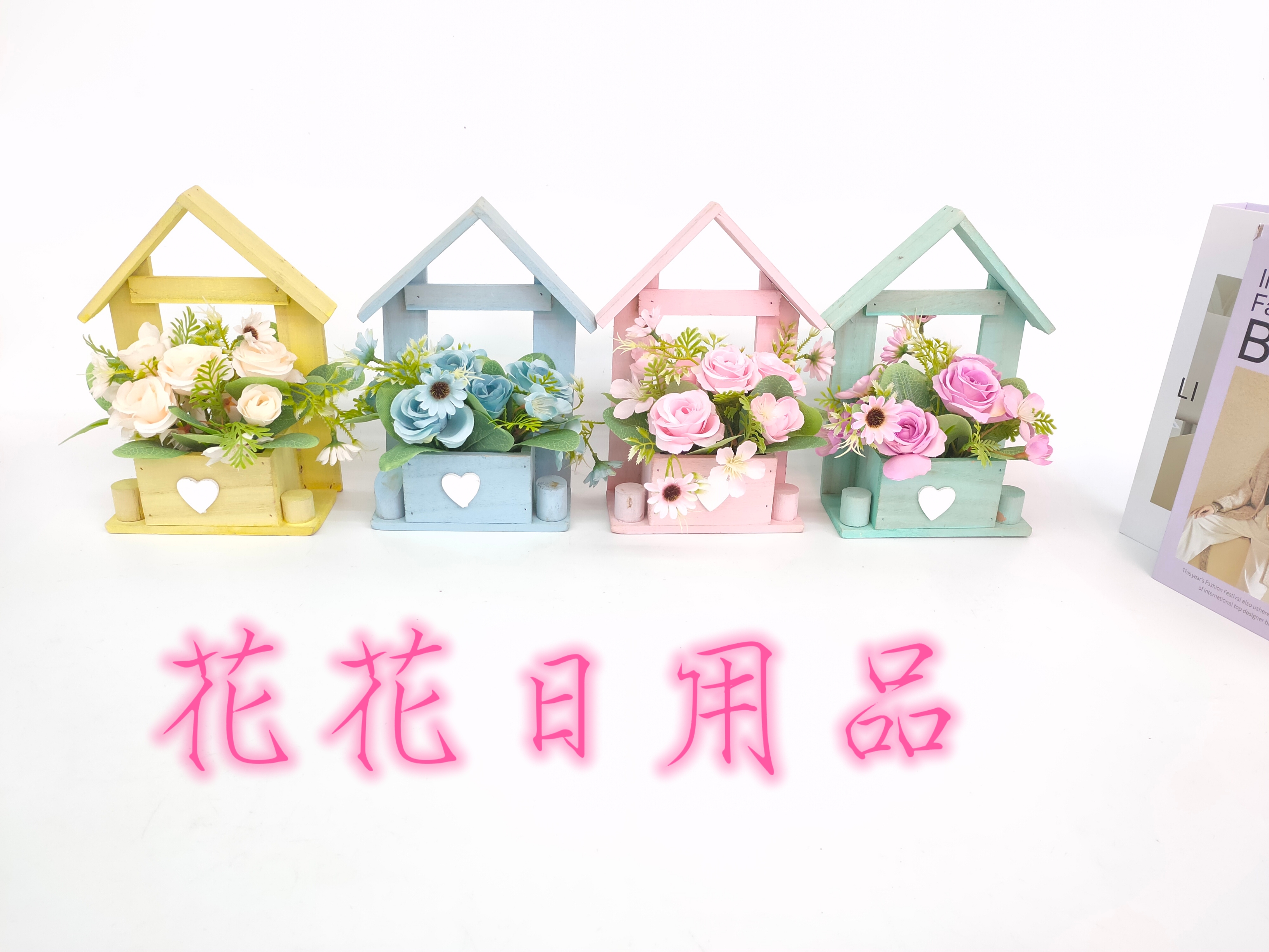 Imitation flower fake flower bonsai wood house rose wall hanging decorations