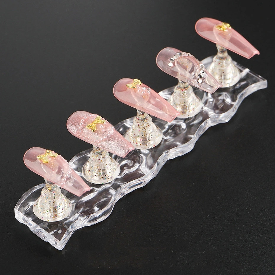 Cross border new wave Manicure practice brackets Nail display clear sticky base Wave practice brackets