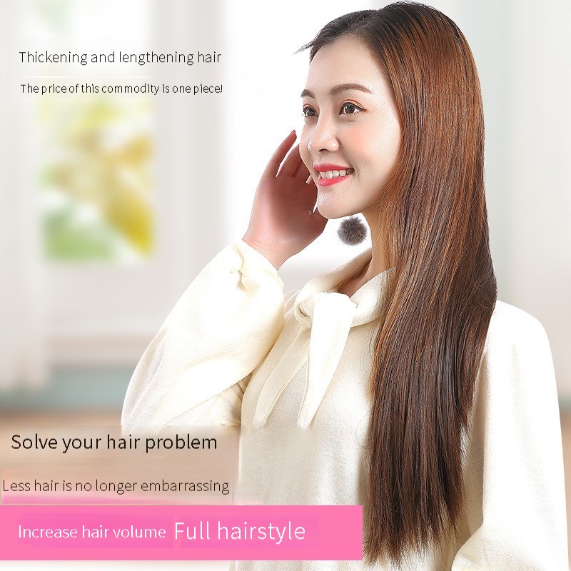 Manufacturers wholesale Korean version of the new six clip long straight hair wig lady smooth long hair temperament fashion hair extensions details Picture
