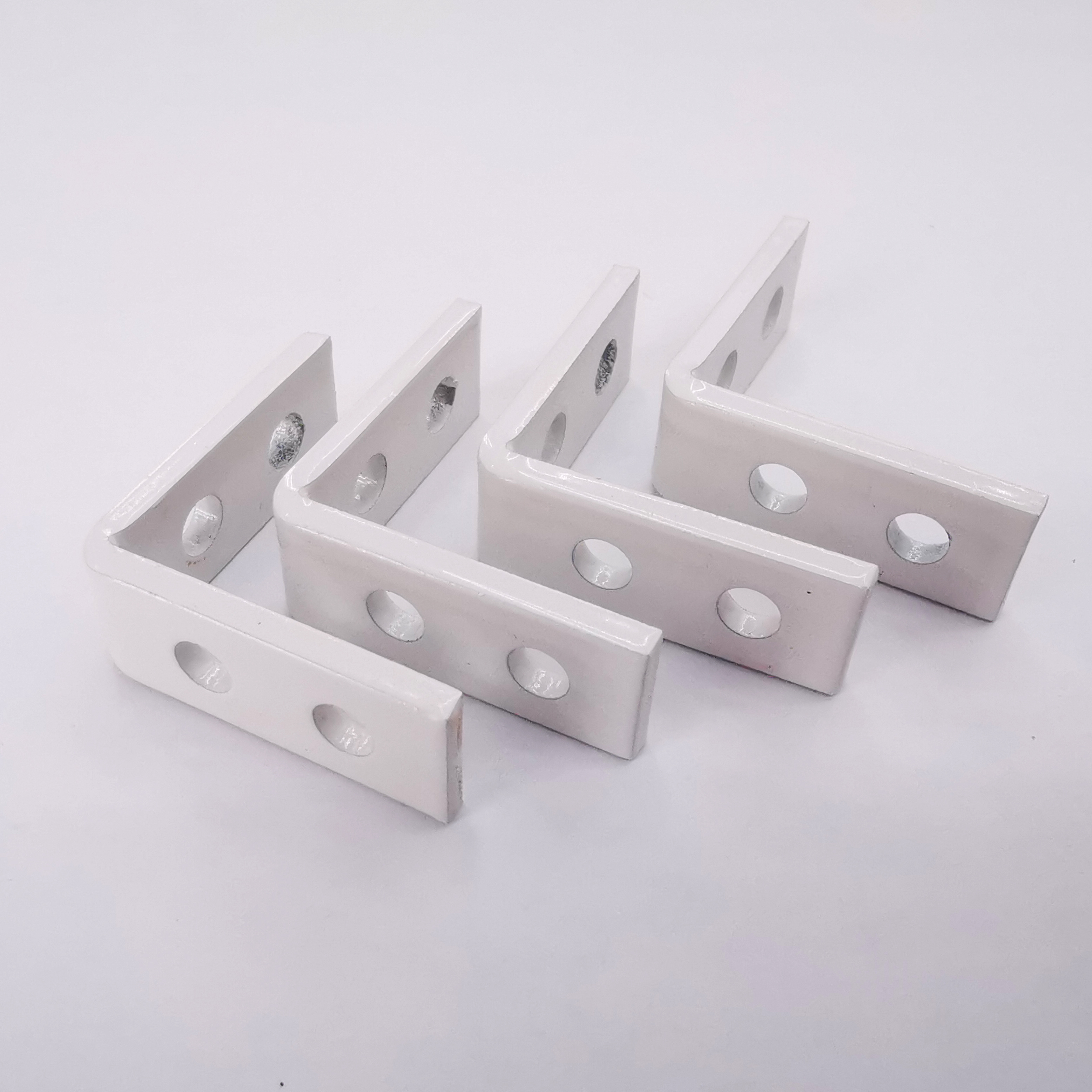 Black and white right Angle L type small corner code, rounded corner plate bracket, Angle iron fixer, right Angle bracket, wooden table and chair fixed corner code Application Scenario