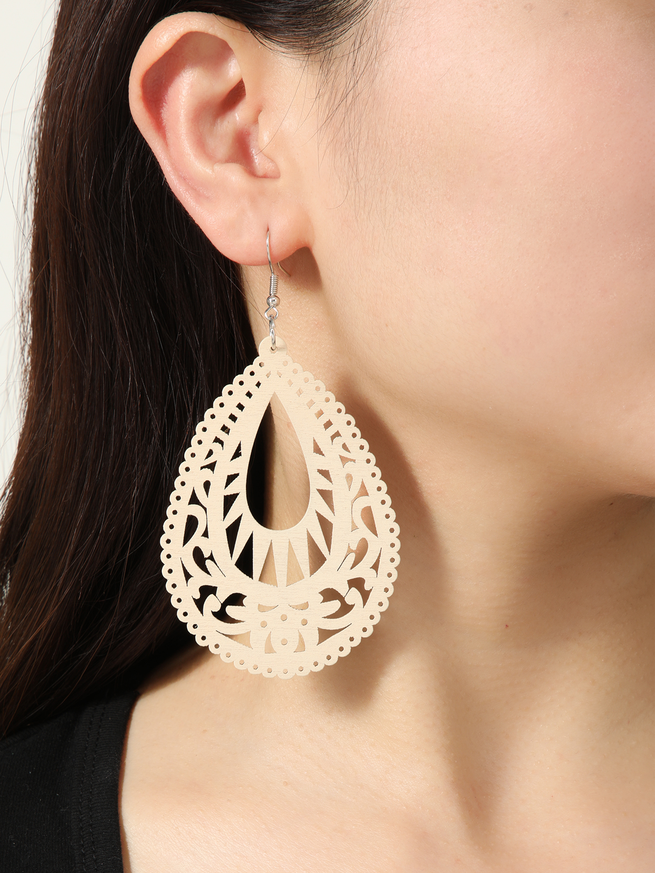 Boho tropical style ethnic style vintage handmade wood earrings Fu Coco Coco 209