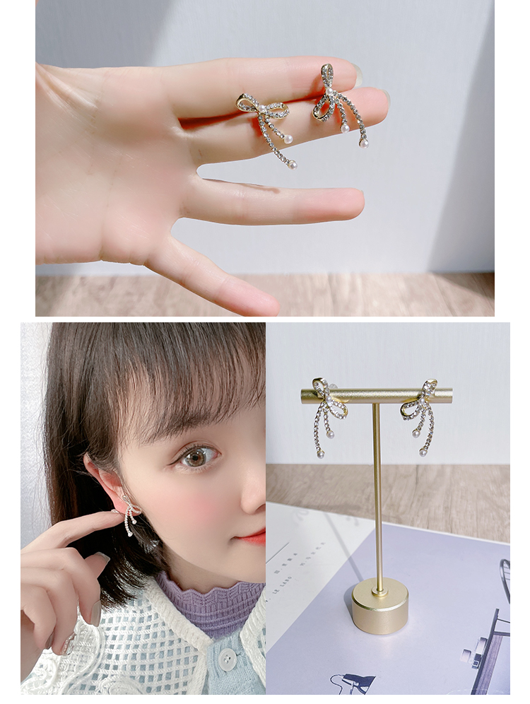 耳环设计ins风银针锆石耳钉简约精致闪亮小巧通勤蝴蝶结水钻甜美迪菲尔-771详情5