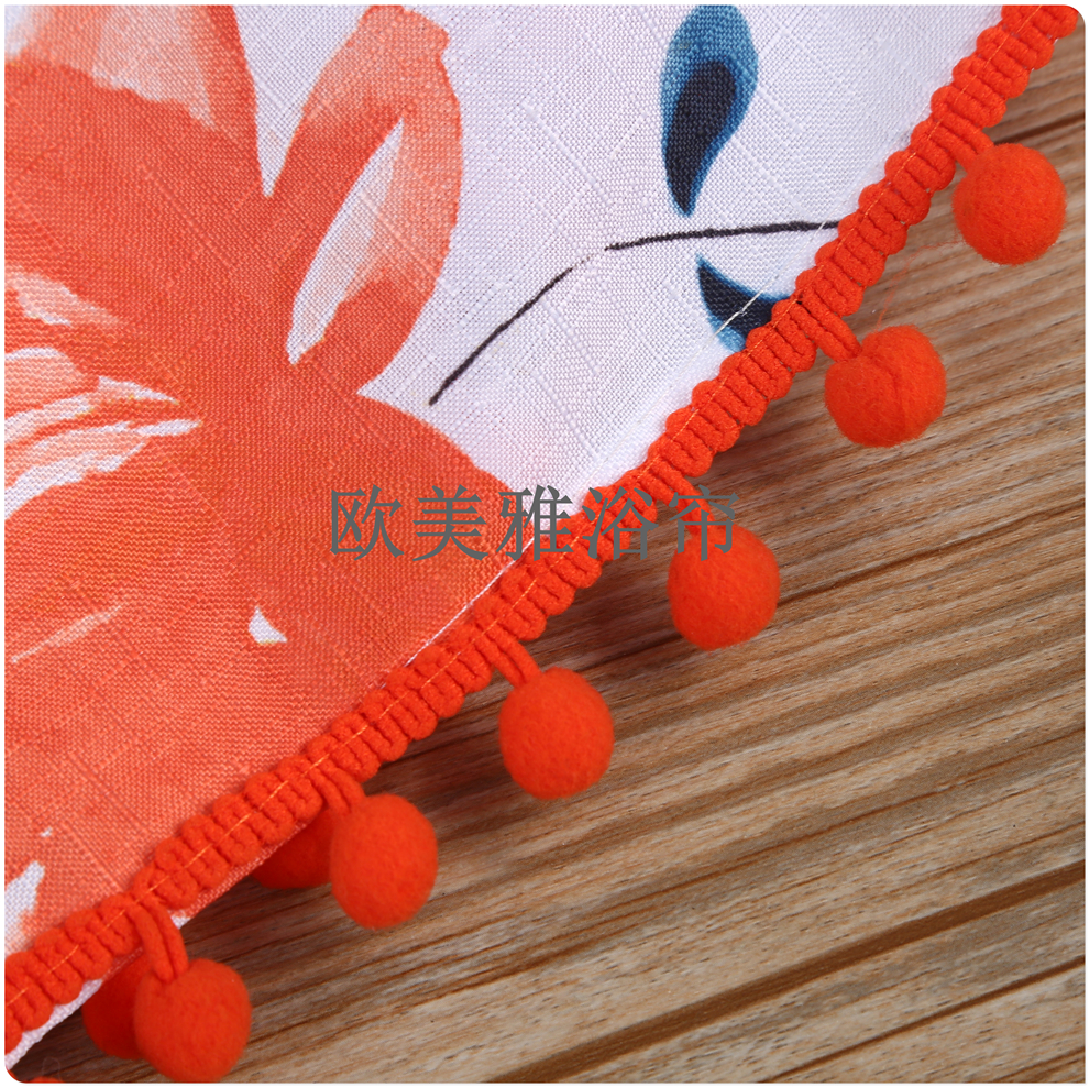 Bathroom shower curtain set Perforation-free toilet tarp toilet mildew resistant partition curtain Shower curtain curtain Door curtain polyester ball shower curtain Item Picture