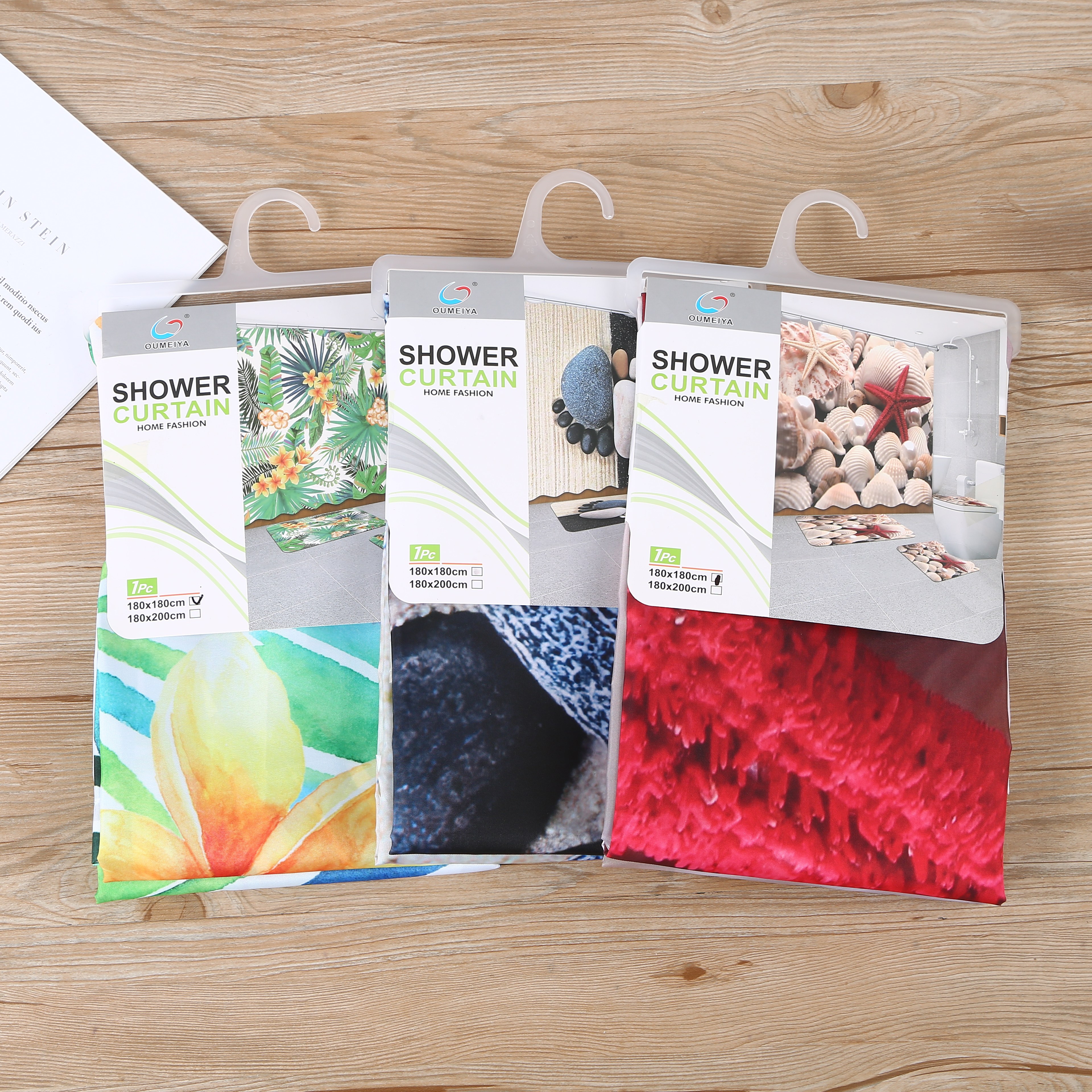 Bathroom shower curtain set Perforation-free toilet tarp toilet mildew resistant partition curtain Shower curtain curtain door curtain number digital printed shower curtain details Picture