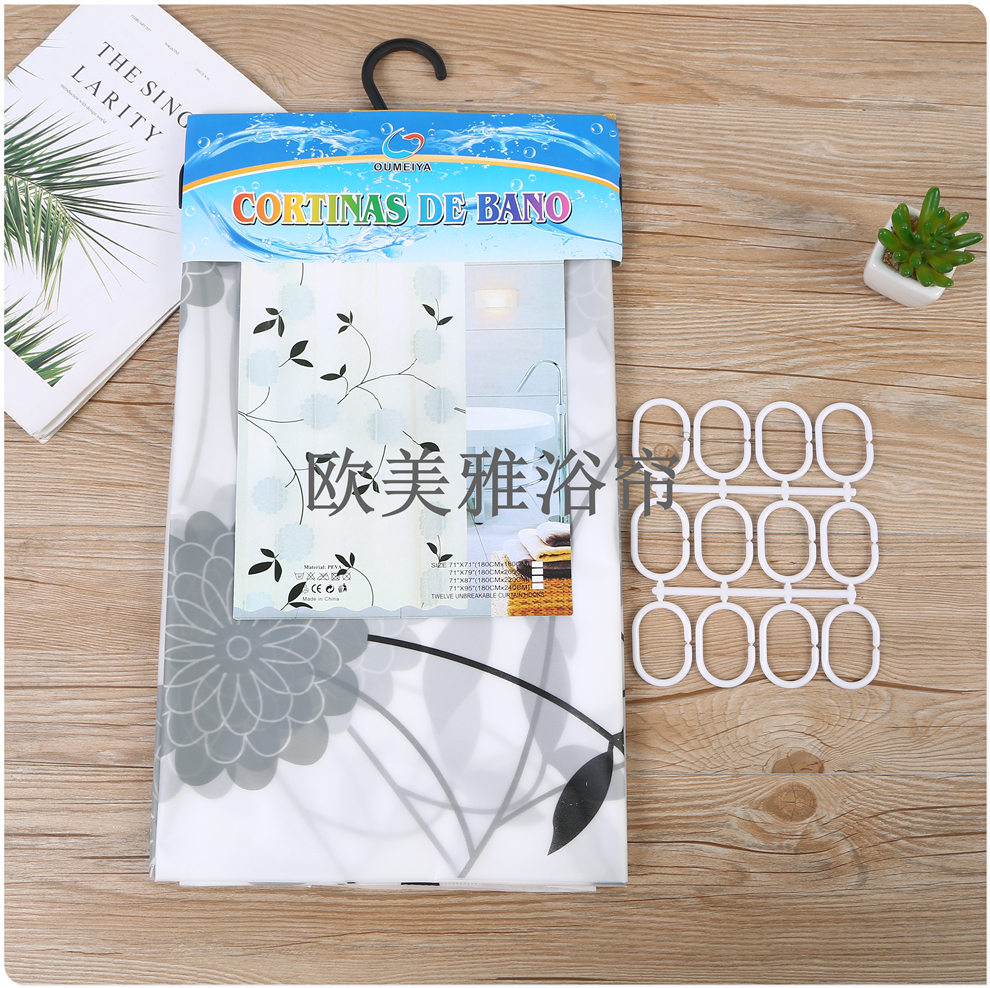 Shower curtain Waterproof mildew resistant thickened curtain Bathroom partition curtain perforation-free door curtain Bath curtain large package shower curtain Item Picture