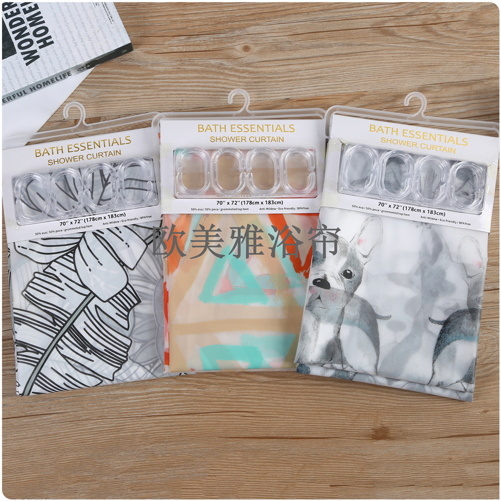 Shower curtain Waterproof mildew resistant thickened curtain Bathroom partition curtain perforation-free door curtain Bath curtain printed shower curtain full figure