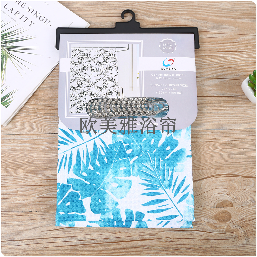 Bathroom shower curtain set Perforation-free toilet tarp toilet mildew resistant partition curtain Shower curtain curtain Door curtain Waffle shower curtain Specification drawing