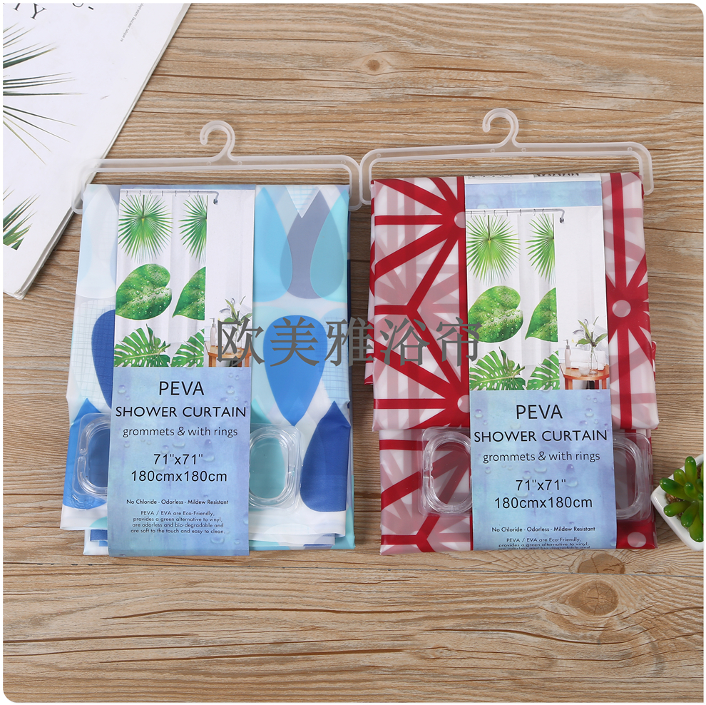 Shower curtain Waterproof mildew resistant thickened curtain Bathroom partition curtain perforation-free door curtain Bath curtain 082-7 shower curtain details Picture