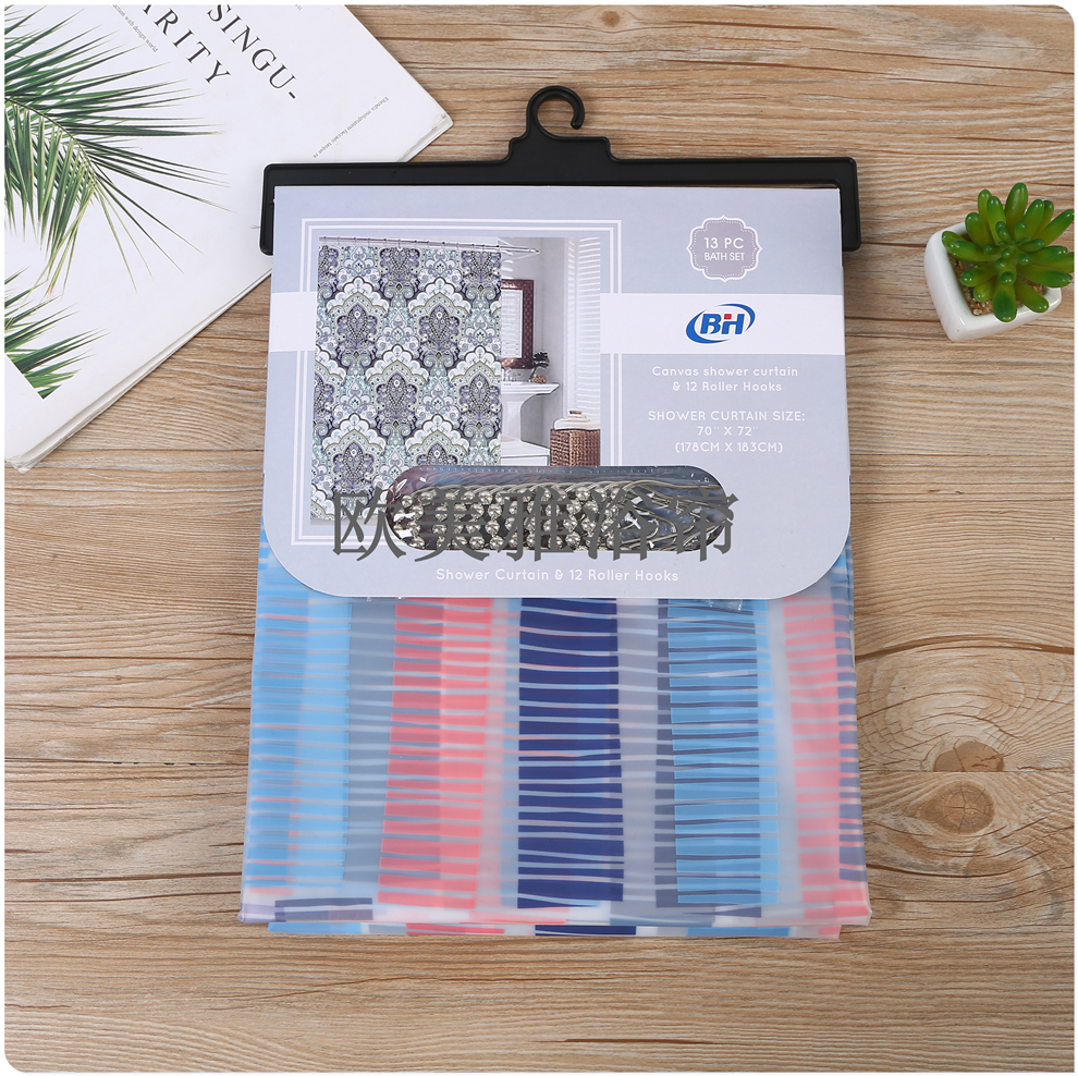 Bathroom shower curtain set Perforation-free toilet tarp toilet mildew resistant partition curtain Shower curtain curtain door curtain foot hook shower curtain Application Scenario