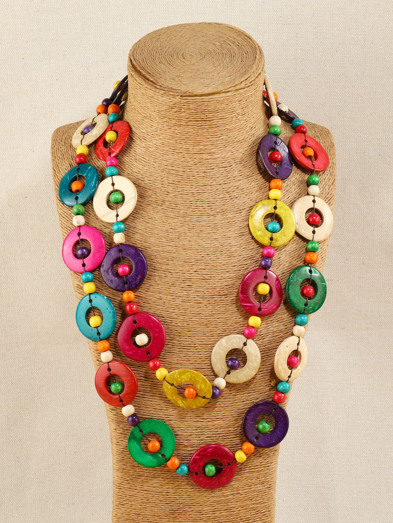 Bohemian tropical style ethnic style retro handmade coconut shell beaded necklace Fucoi-221 thumbnail