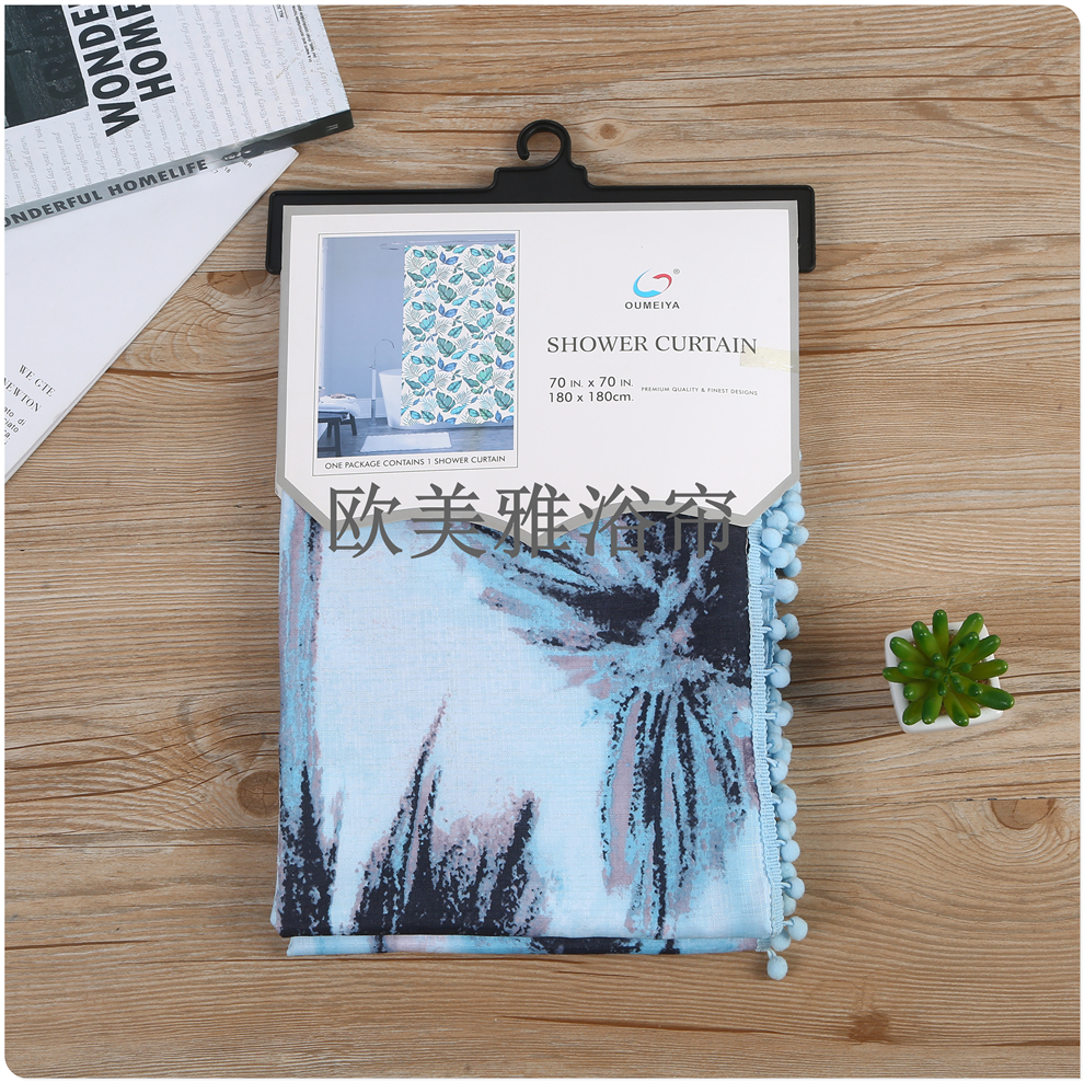 Bathroom shower curtain set Perforation-free toilet tarp toilet mildew resistant partition curtain Shower curtain curtain Door curtain polyester ball shower curtain Application Scenario