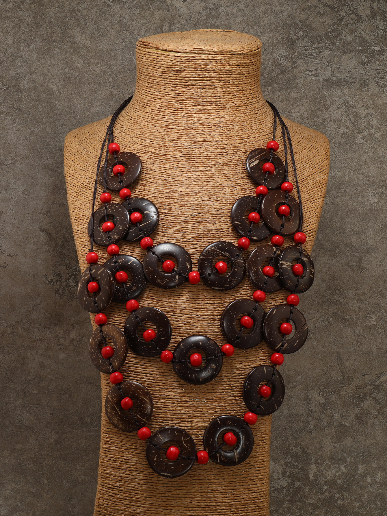 Bohemian tropical style ethnic style retro handmade coconut shell beaded necklace Fucoir Coir -230 thumbnail