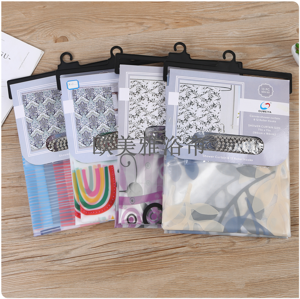 Bathroom shower curtain set Perforation-free toilet tarp toilet mildew resistant partition curtain Shower curtain curtain door curtain foot hook shower curtain full figure