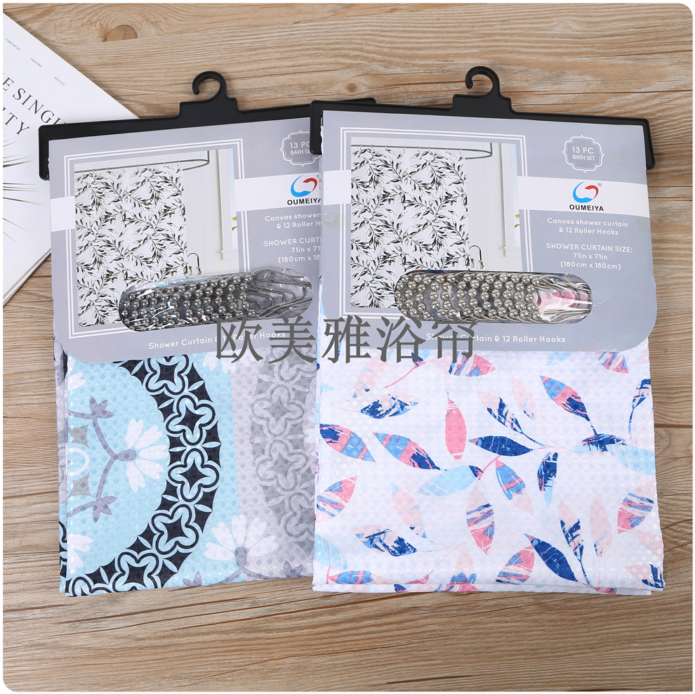 Bathroom shower curtain set Perforation-free toilet tarp toilet mildew resistant partition curtain Shower curtain curtain Door curtain Waffle shower curtain details Picture