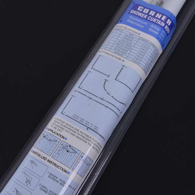 Aluminum Alloy Shower Curtain Dry And Wet Separation Support Rod Curtain Rod Balcony Bathroom Shower Curtain Rod 80*80Cm Blister Shell Rod