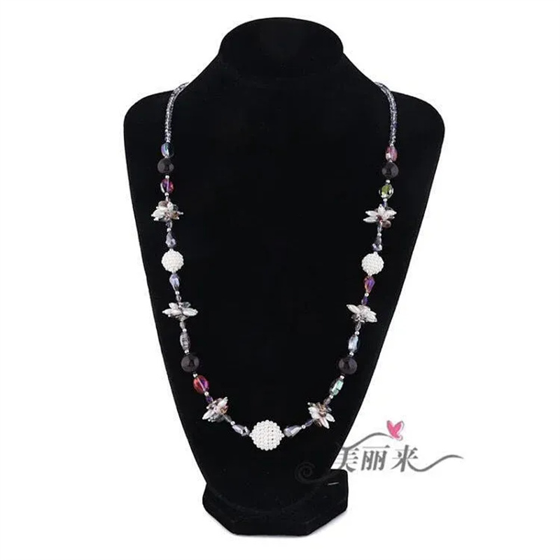 Totem Jewelry Crystal Pearl Agate Beaded Long Necklace Sweater Chain 092 Item Picture