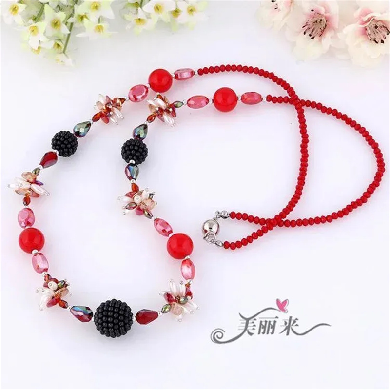 Totem Jewelry Crystal Pearl Agate Beaded Long Necklace Sweater Chain 092