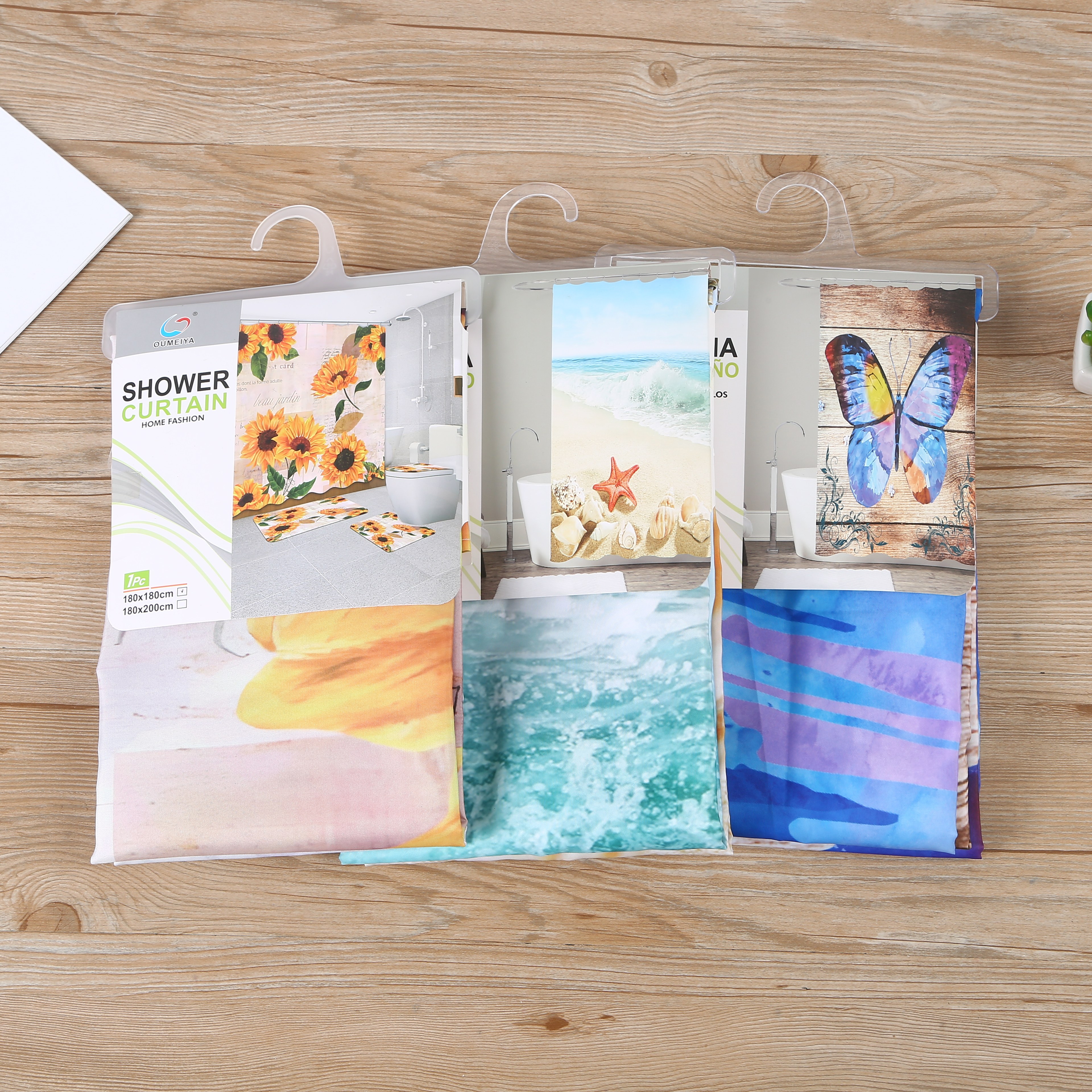 Bathroom shower curtain set Perforation-free toilet tarp toilet mildew resistant partition curtain Shower curtain curtain door curtain number digital printed shower curtain Specification drawing
