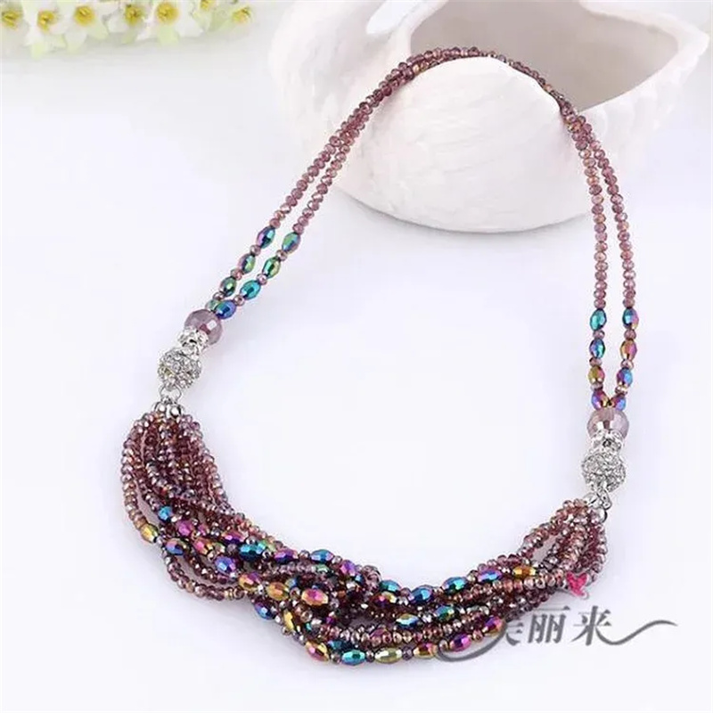 Totem Jewelry Trend Multi-Strand Crystal Short Necklace 347