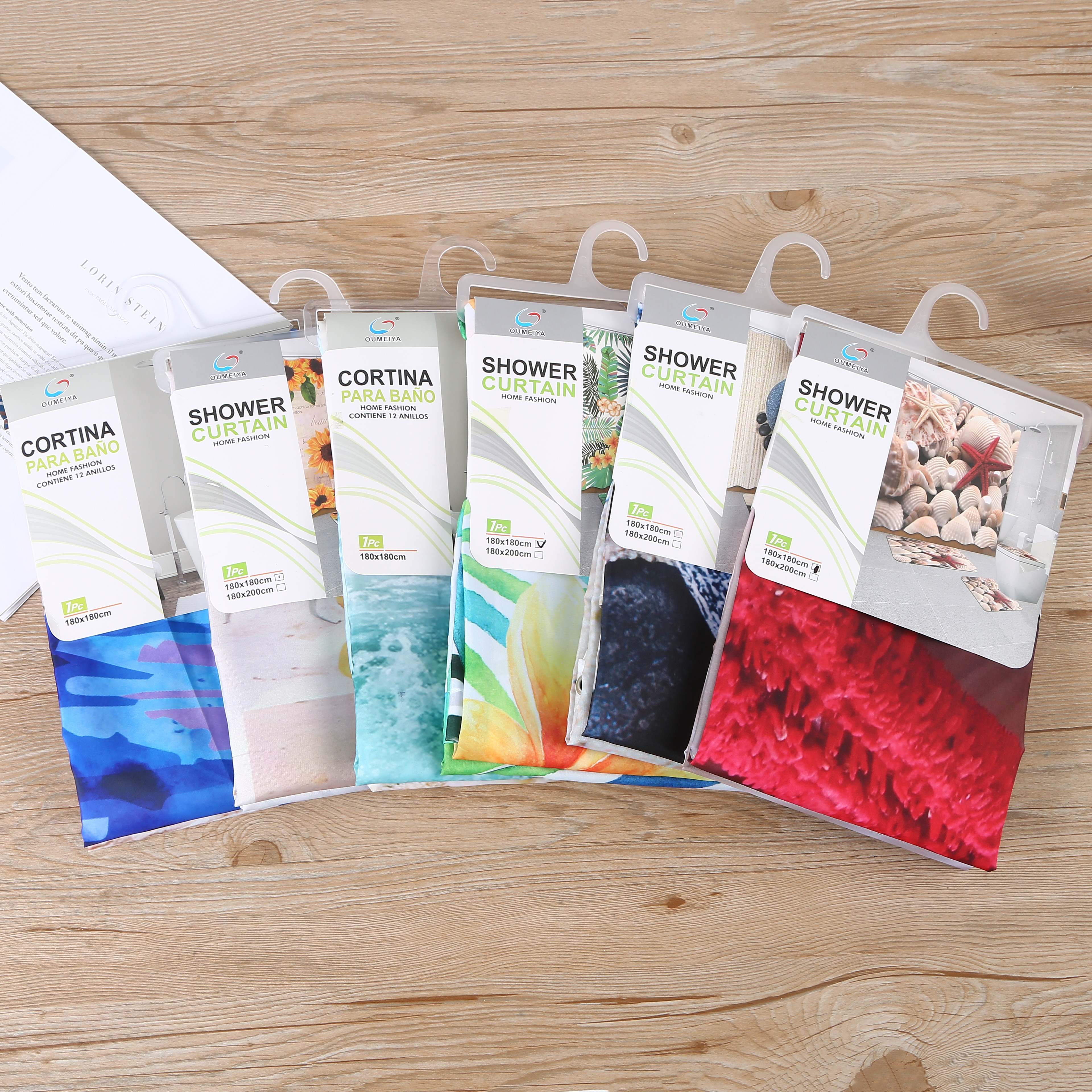 Bathroom shower curtain set Perforation-free toilet tarp toilet mildew resistant partition curtain Shower curtain curtain door curtain number digital printed shower curtain thumbnail