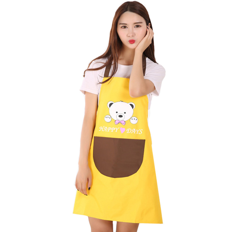 Cartoon bear wears a neck-neck apron