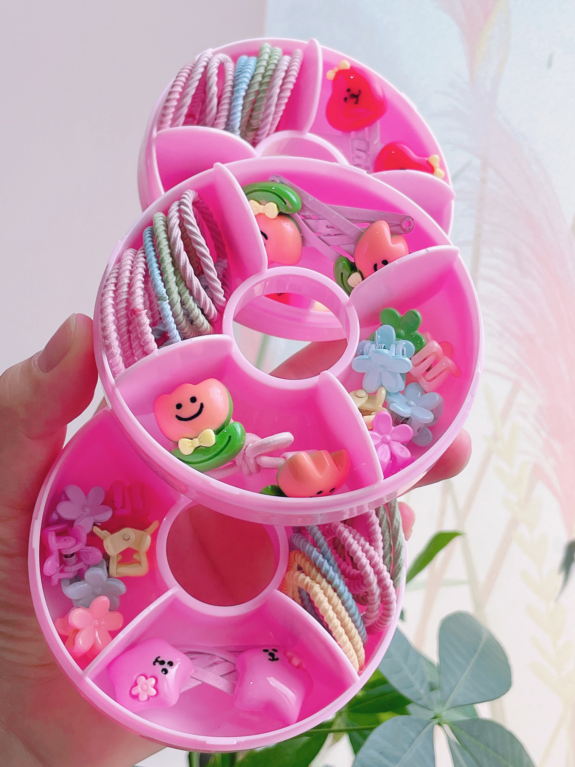Donut shape rubber band head duck clip a variety of combinations simple and generous children must choose suitable for 3 years old princess must choose thumbnail