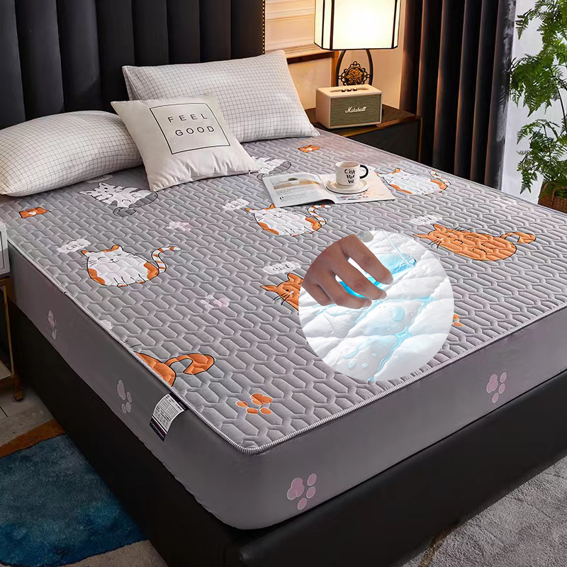 Printing polycotton mattress protective cover bedspread coverlet fitted bed cover waterproof bed sheet thumbnail