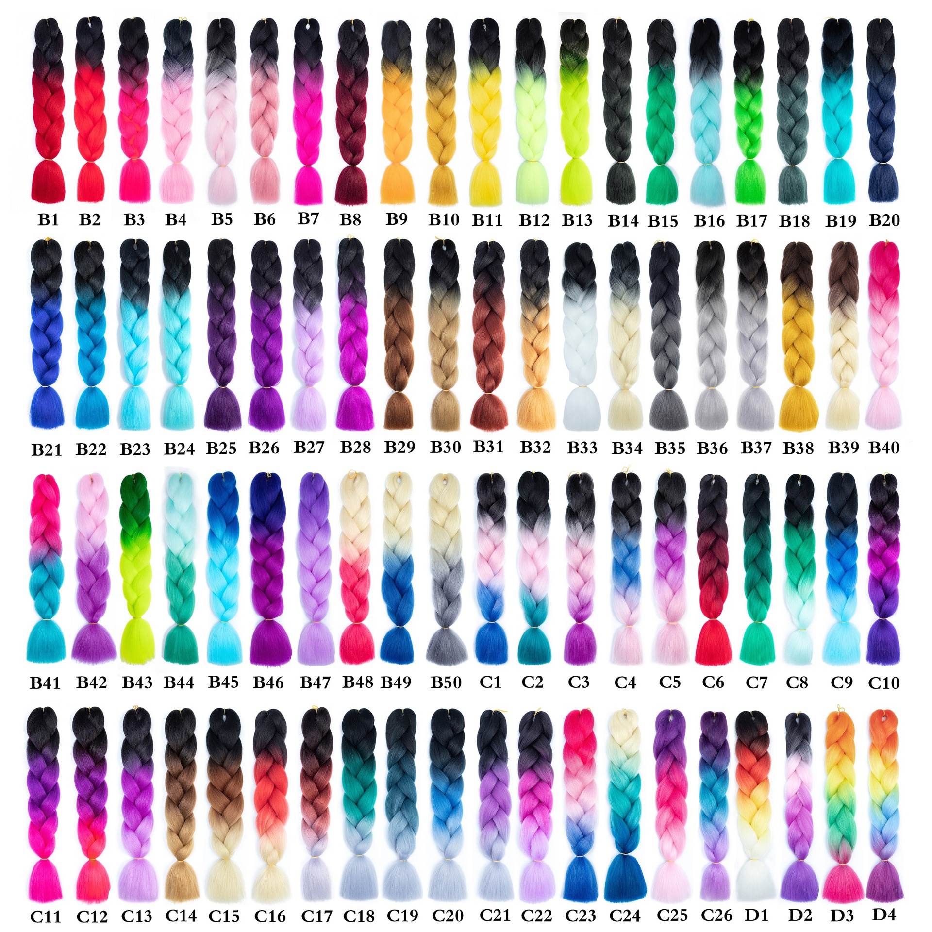 European and American large braid wigs for women, colorful dirty braids, gradient color synthetic fiber wigs, high-temperature silk braids in 3 colors pic 1