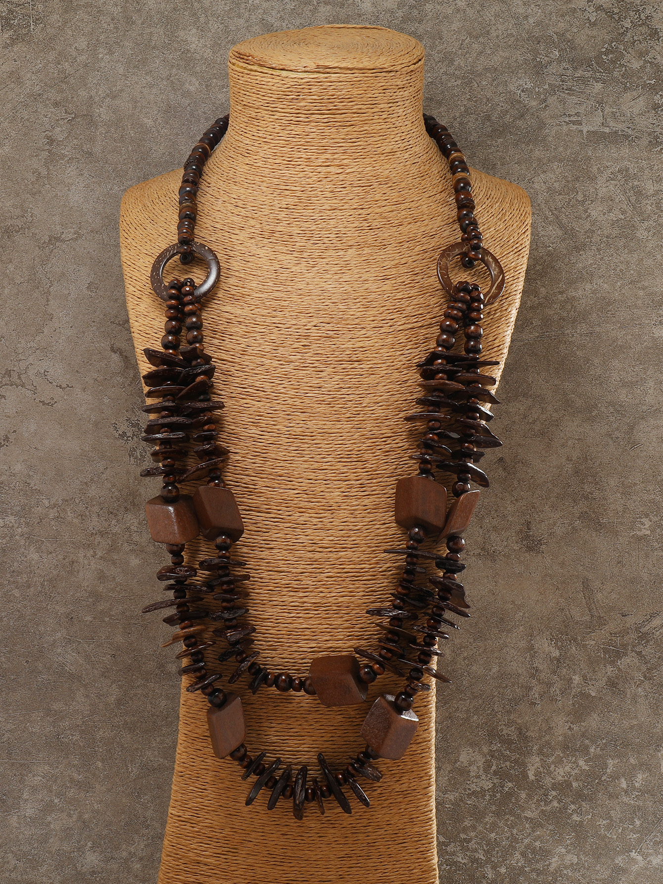 Bohemian tropical style ethnic style retro handmade coconut shell beaded necklace Fucoir Coir 235 thumbnail
