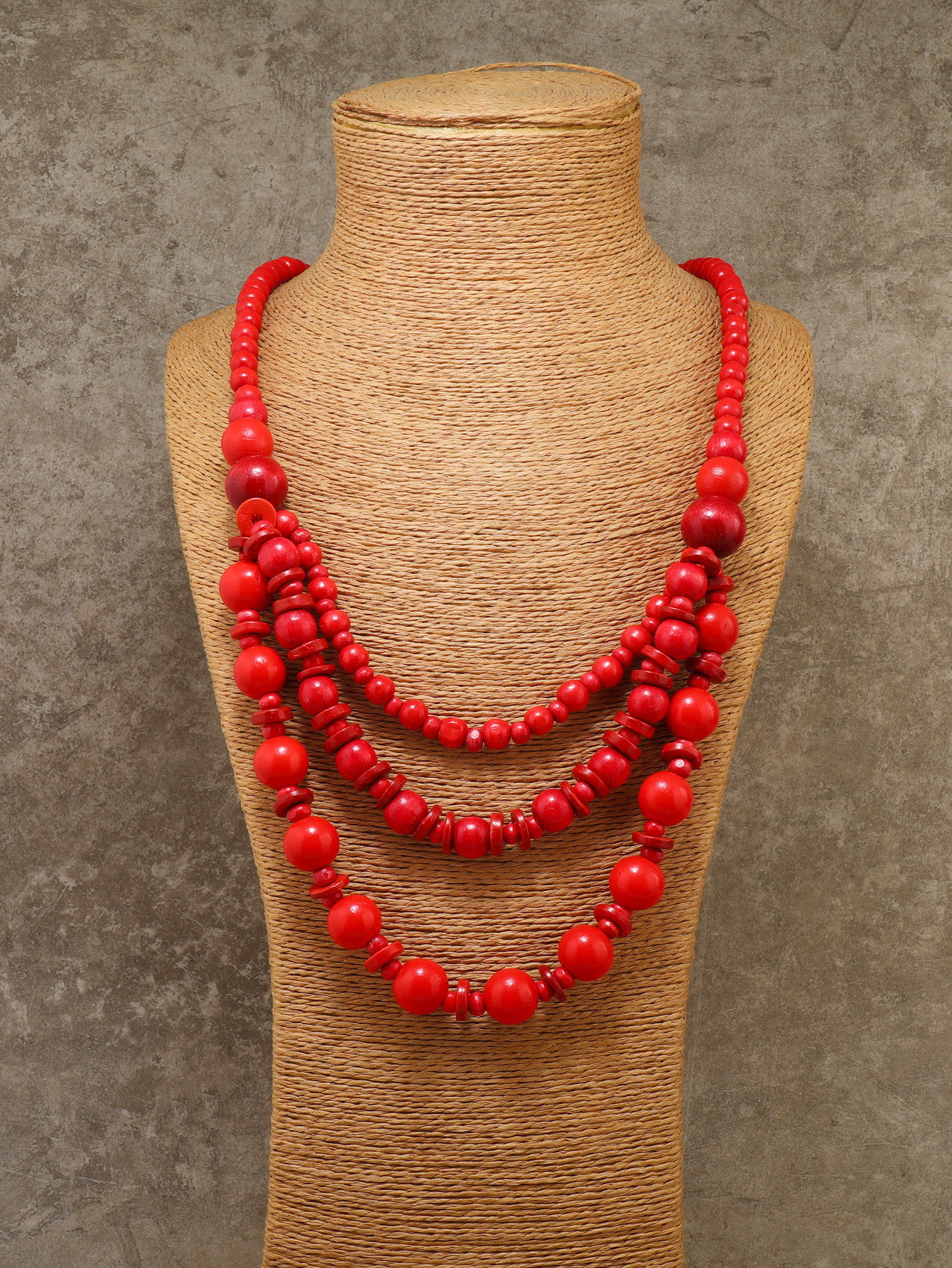 Bohemian tropical folk style retro handmade wooden beaded necklace Fucoco-232