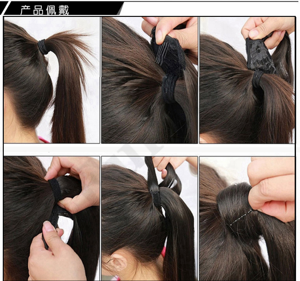 Synthetic fiber hair extension wigs, European and American long hair straight wigs, women's Velcro synthetic fiber wigs, ponytail wigs pic 2