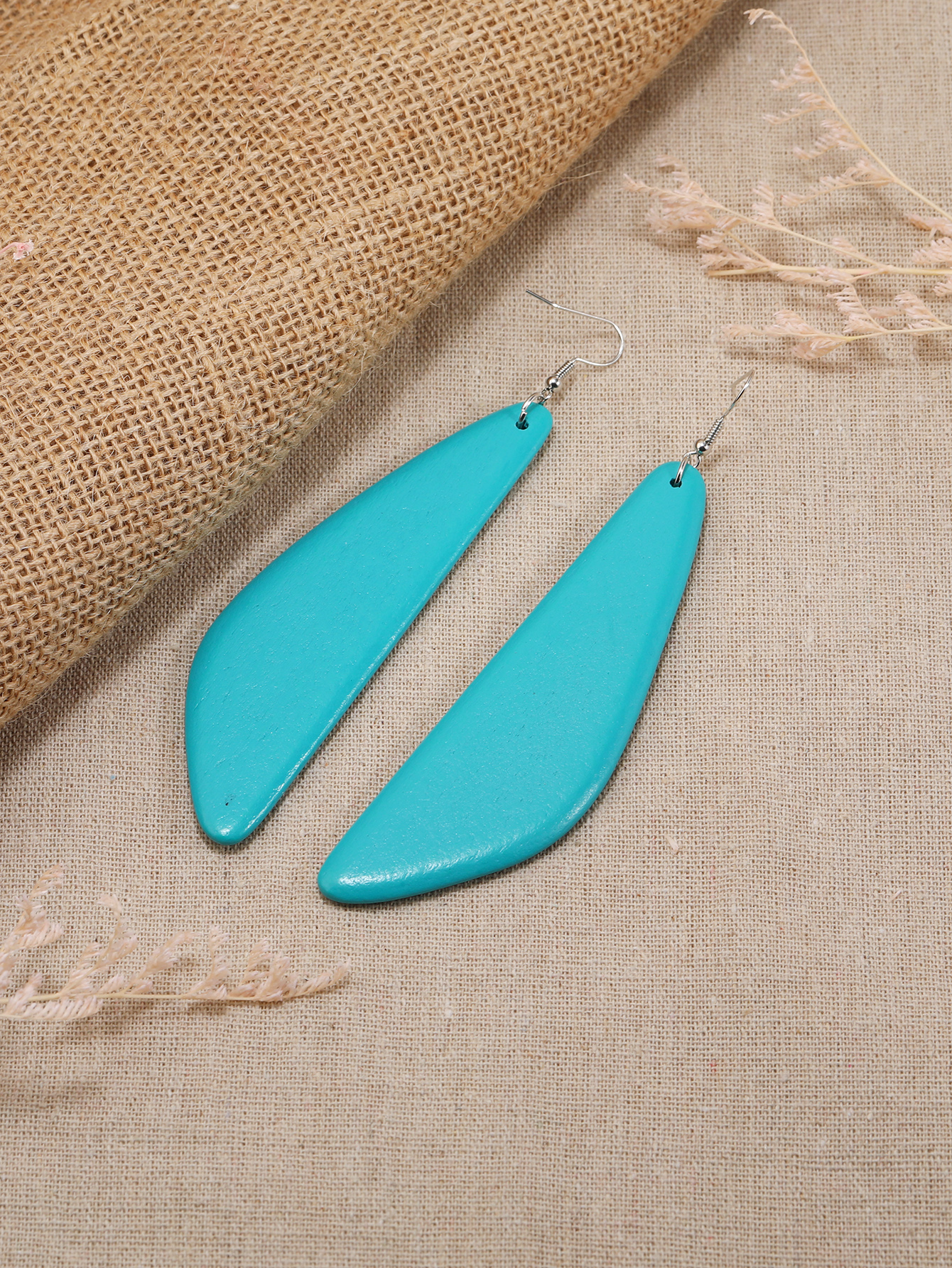 Boho tropical style ethnic style vintage handmade wooden print earrings Fu Coconut -257 Item Picture