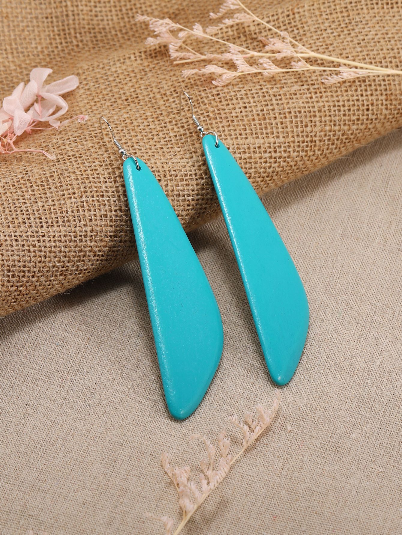 Boho tropical style ethnic style vintage handmade wooden print earrings Fu Coconut -257 Application Scenario