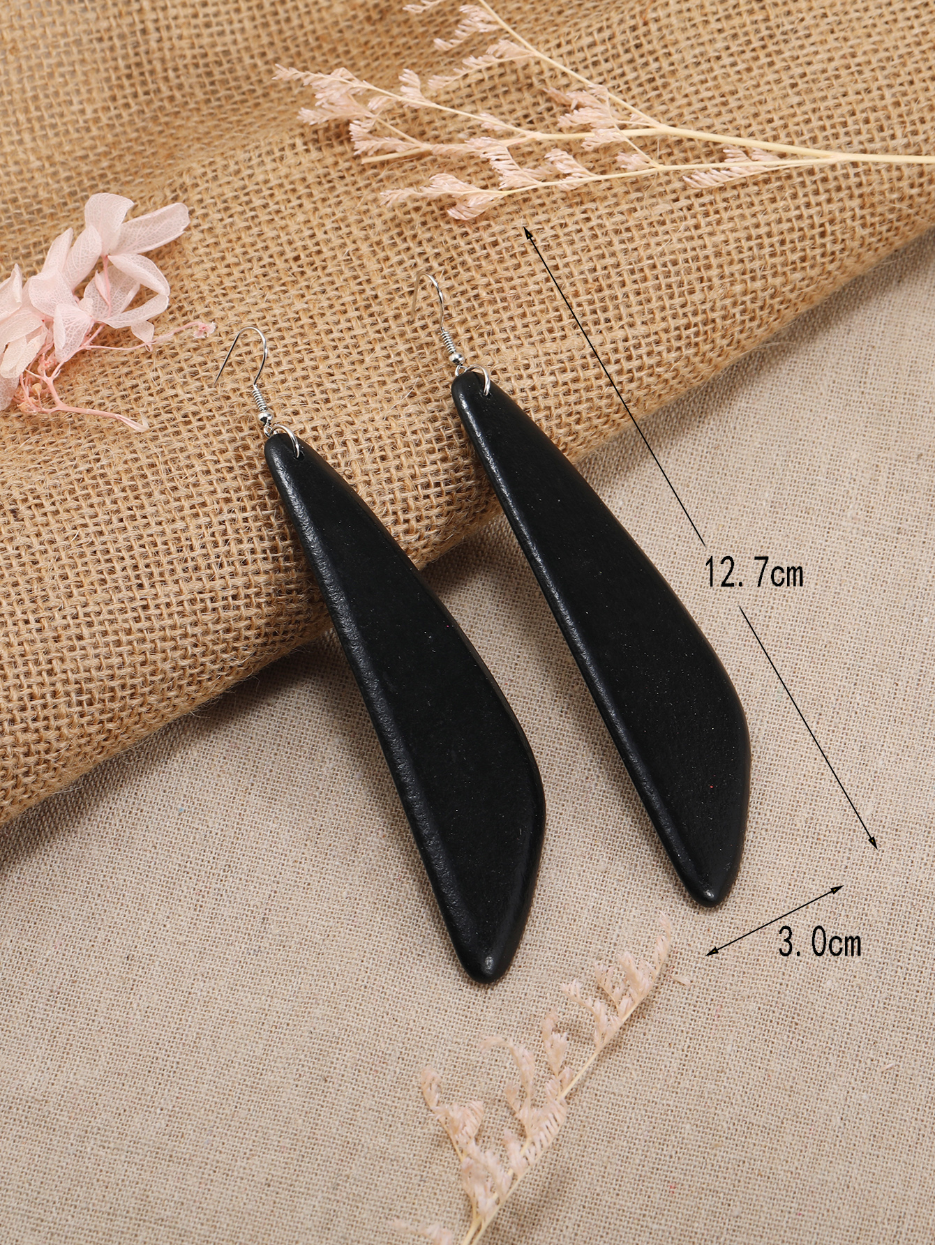 Boho tropical style ethnic style vintage handmade wooden print earrings Fu Coconut -257 Specification drawing