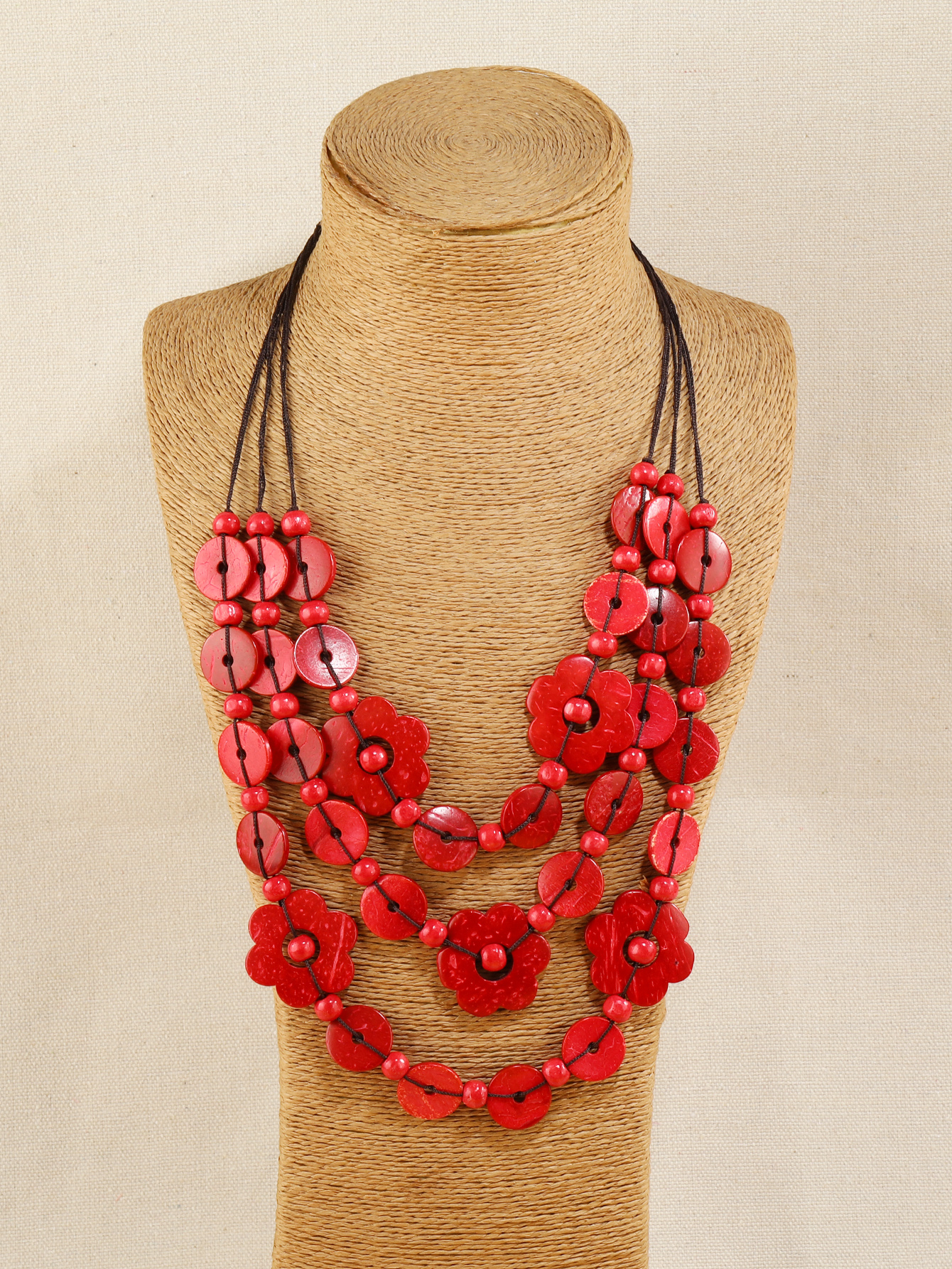 Bohemian tropical style ethnic style vintage handmade coconut shell necklace Fucoco-239 thumbnail
