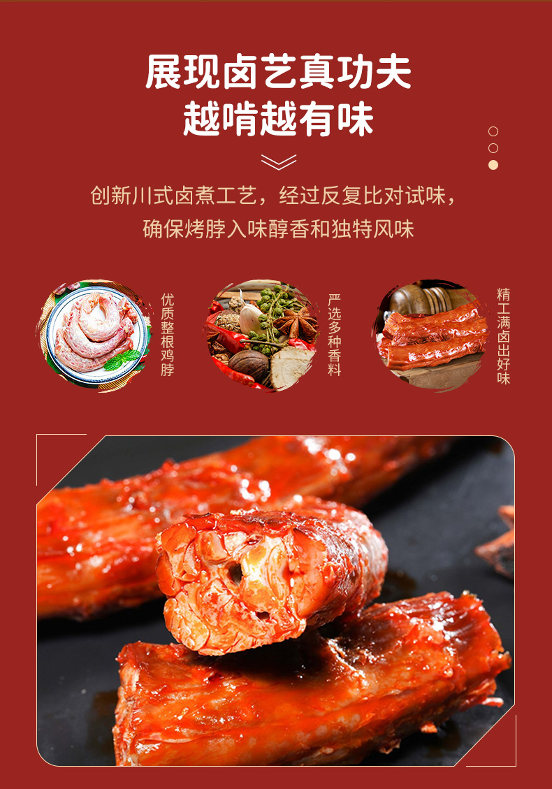 【老廖家】手撕烤鸡脖子黑鸭味风干熟食甜辣小吃开袋即食40g*袋详情4