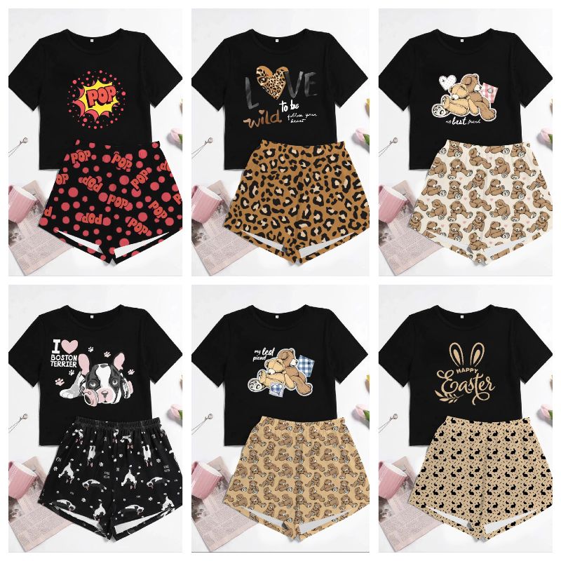 This is a new summer collection of short sleeves and shorts for women. It features a cotton-like, large-sized casual set with multiple floral patterns. It can be worn over home wear pic 1