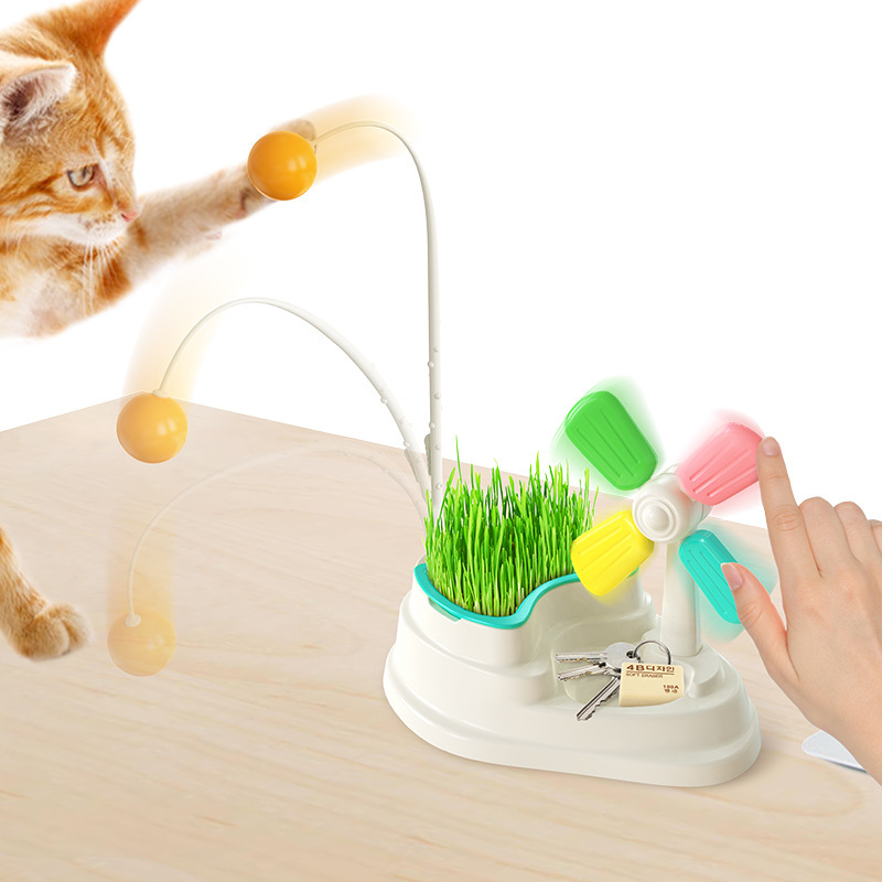 新款宠物用品猫草风车猫咪自嗨玩具吸引猫咪注意力提高智力释放天性猫咪玩具详情图3