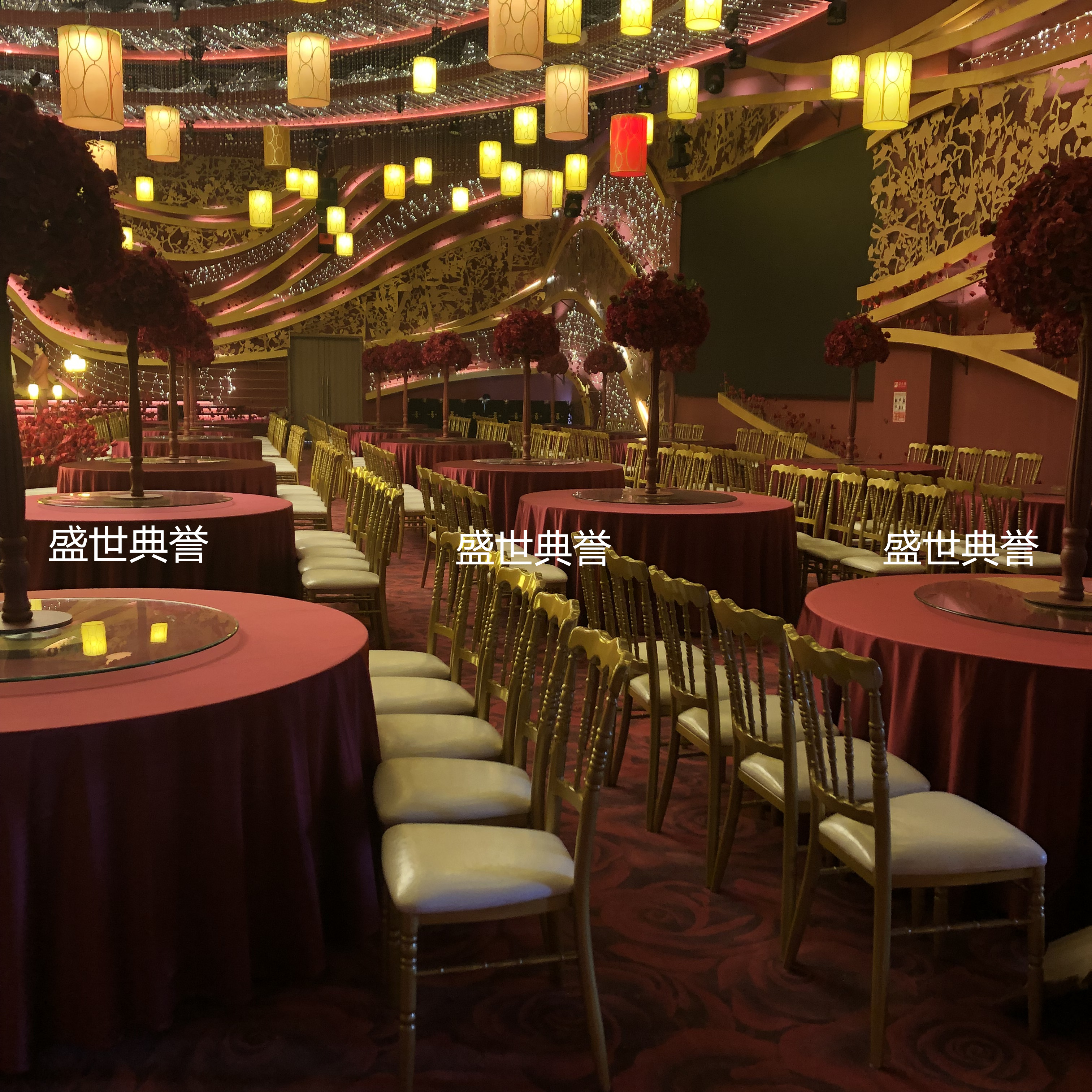 南通国际酒店宴会厅餐桌椅宴会中心中式婚礼竹节椅主题婚礼古堡椅