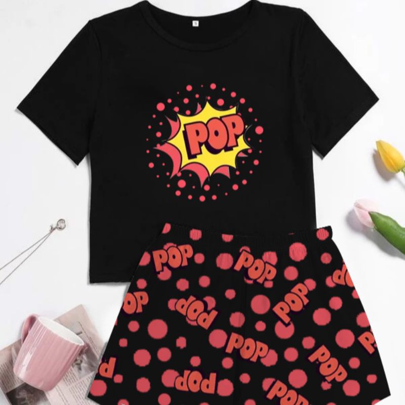 This is a new summer collection of short sleeves and shorts for women. It features a cotton-like, large-sized casual set with multiple floral patterns. It can be worn over home wear Specification image