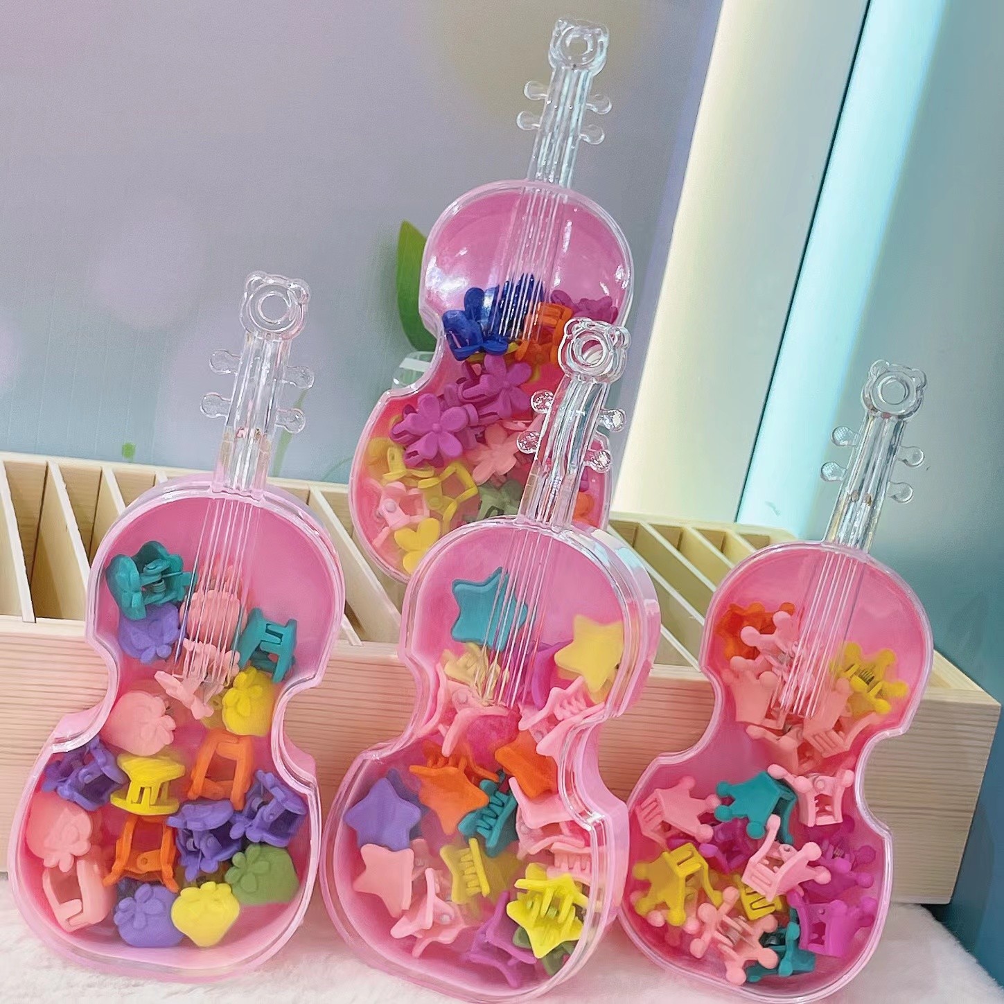 Violin classic children's gift box a variety of styles hair clip Rainbow color claw clip color bright matte color texture strong children's hair clip pop color thumbnail