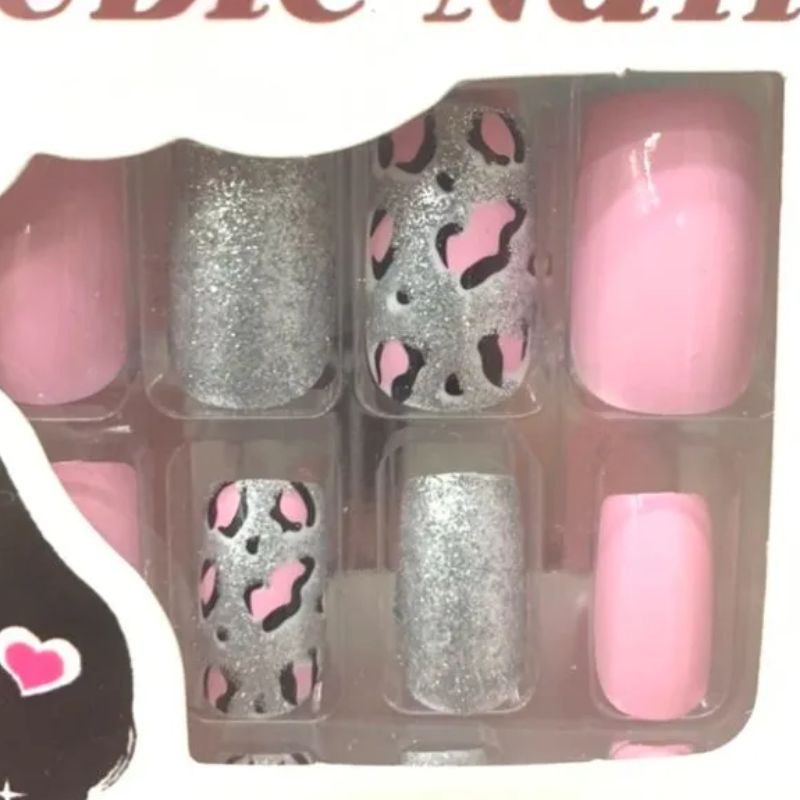 Pink Silver Leopard Nail Is Removable And Can Be Taken Off And Worn Repeatedly Specification drawing