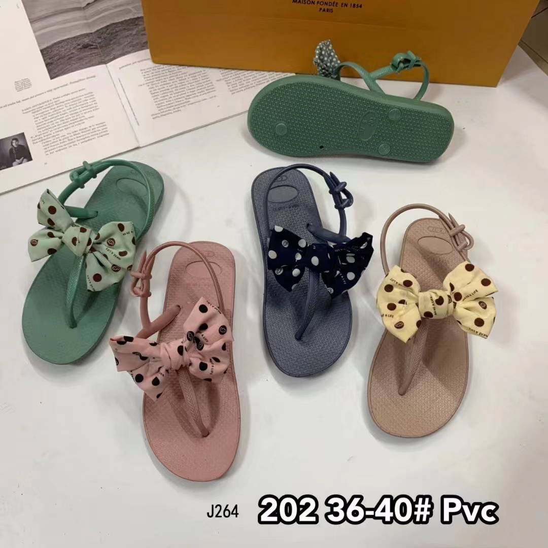 Bow-tie slippers girl girl heart ins Korean version of the summer cold slippers new soft bottom trend clip feet cold sandals parent-child shoes can be customized thumbnail