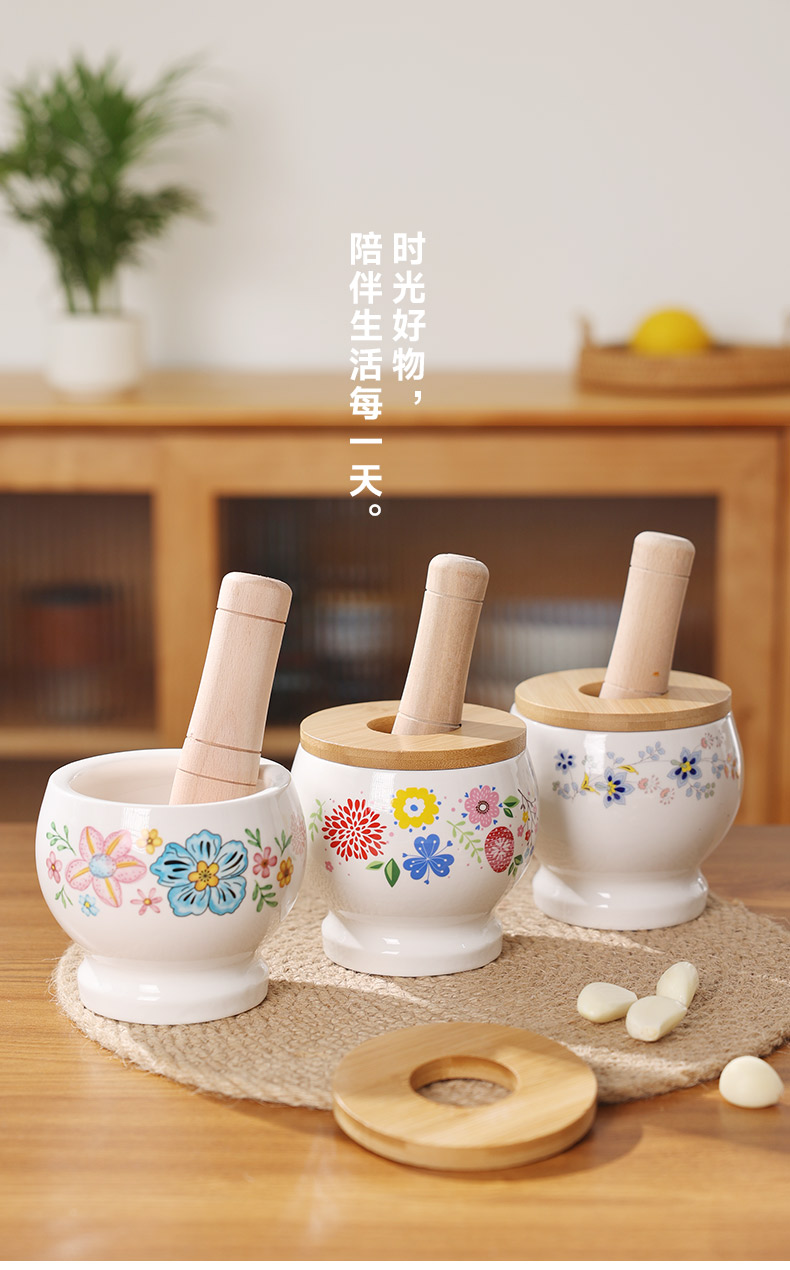Tao Bao Wang Ceramic Garlic mashing Machine, garlic mortar, household manual mashing jar, multi-functional garlic puree and garlic paste grinder pic 14