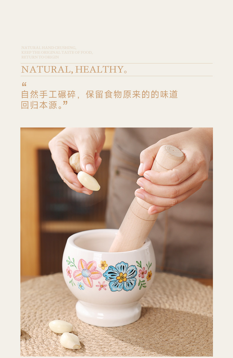 Tao Bao Wang Ceramic Garlic mashing Machine, garlic mortar, household manual mashing jar, multi-functional garlic puree and garlic paste grinder pic 10