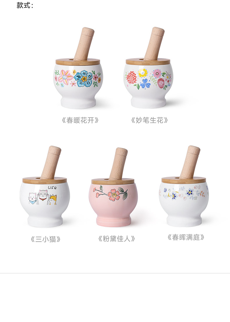 Tao Bao Wang Ceramic Garlic mashing Machine, garlic mortar, household manual mashing jar, multi-functional garlic puree and garlic paste grinder pic 13