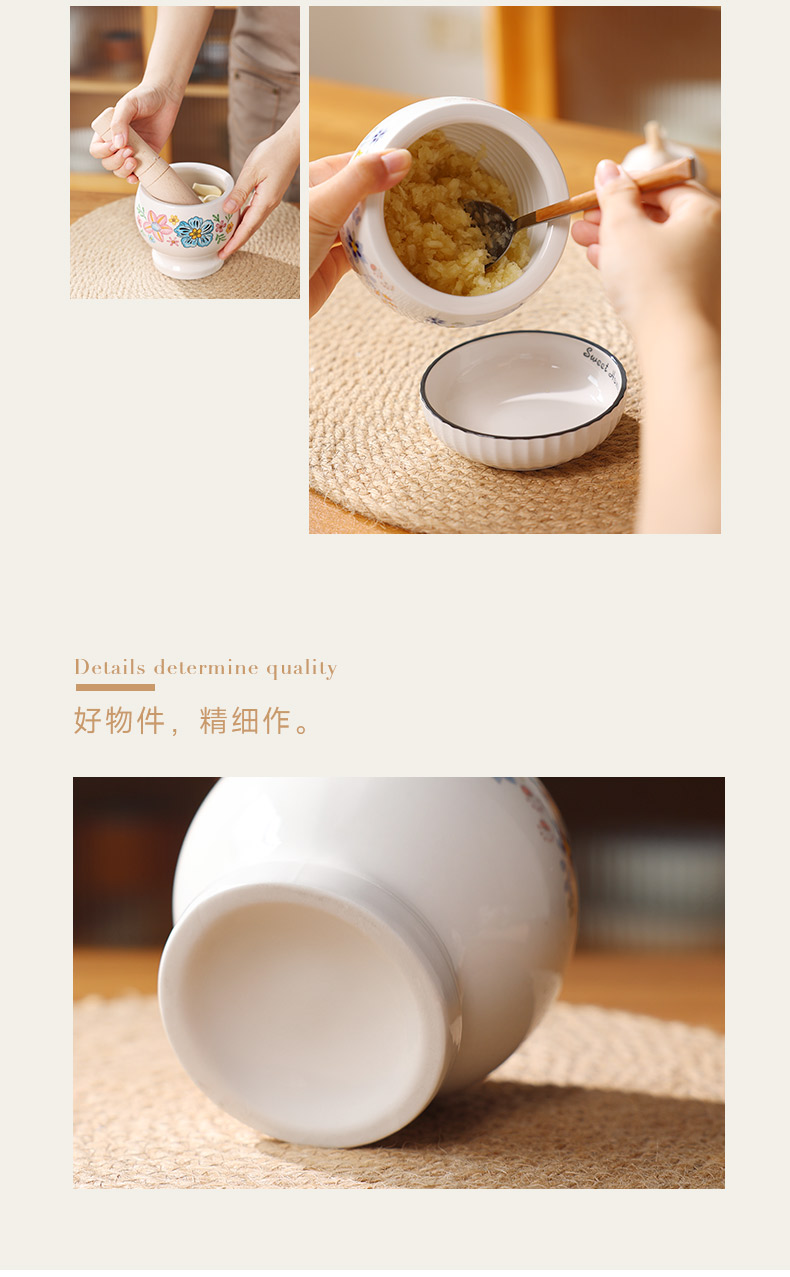 Tao Bao Wang Ceramic Garlic mashing Machine, garlic mortar, household manual mashing jar, multi-functional garlic puree and garlic paste grinder pic 11