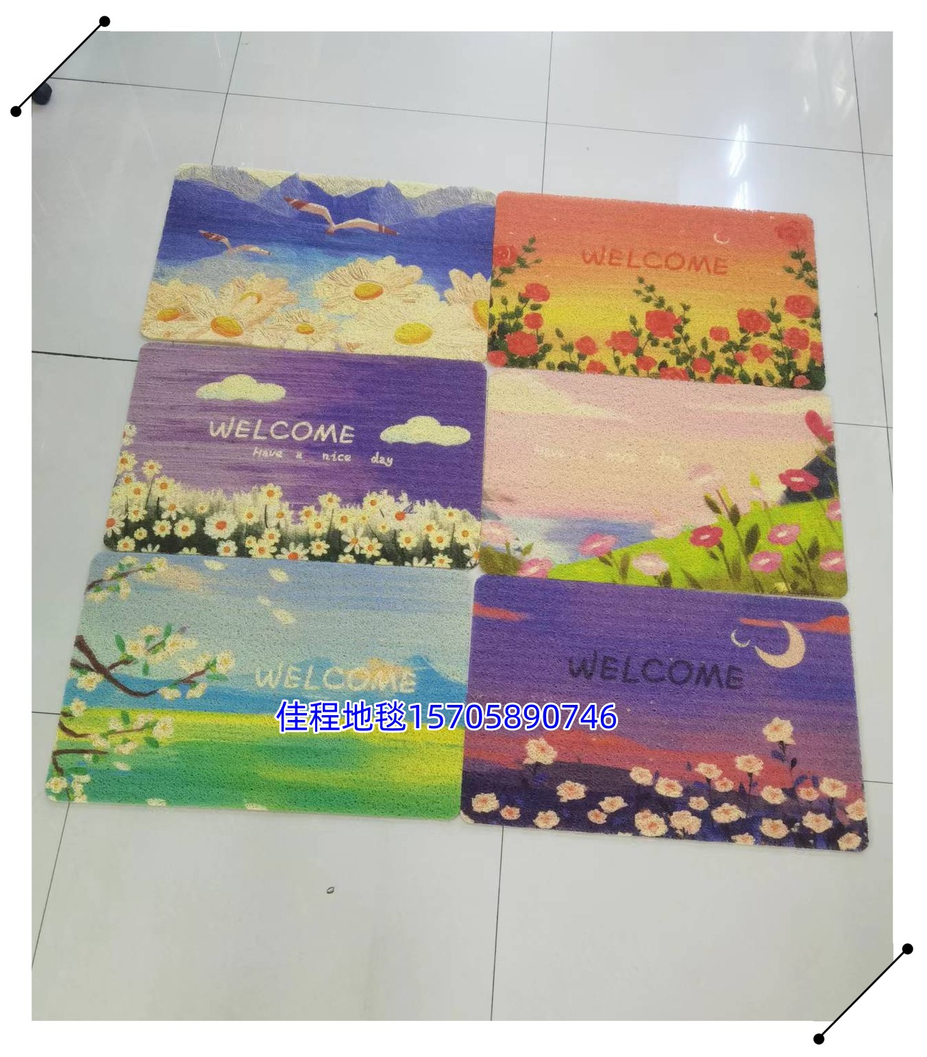 新款PVC3D喷印地垫脚垫防滑垫丝圈垫拉丝垫厨房垫浴室脚垫刮蹭垫图案款式多很漂亮无异味也可以来图定制38*58cm详情12