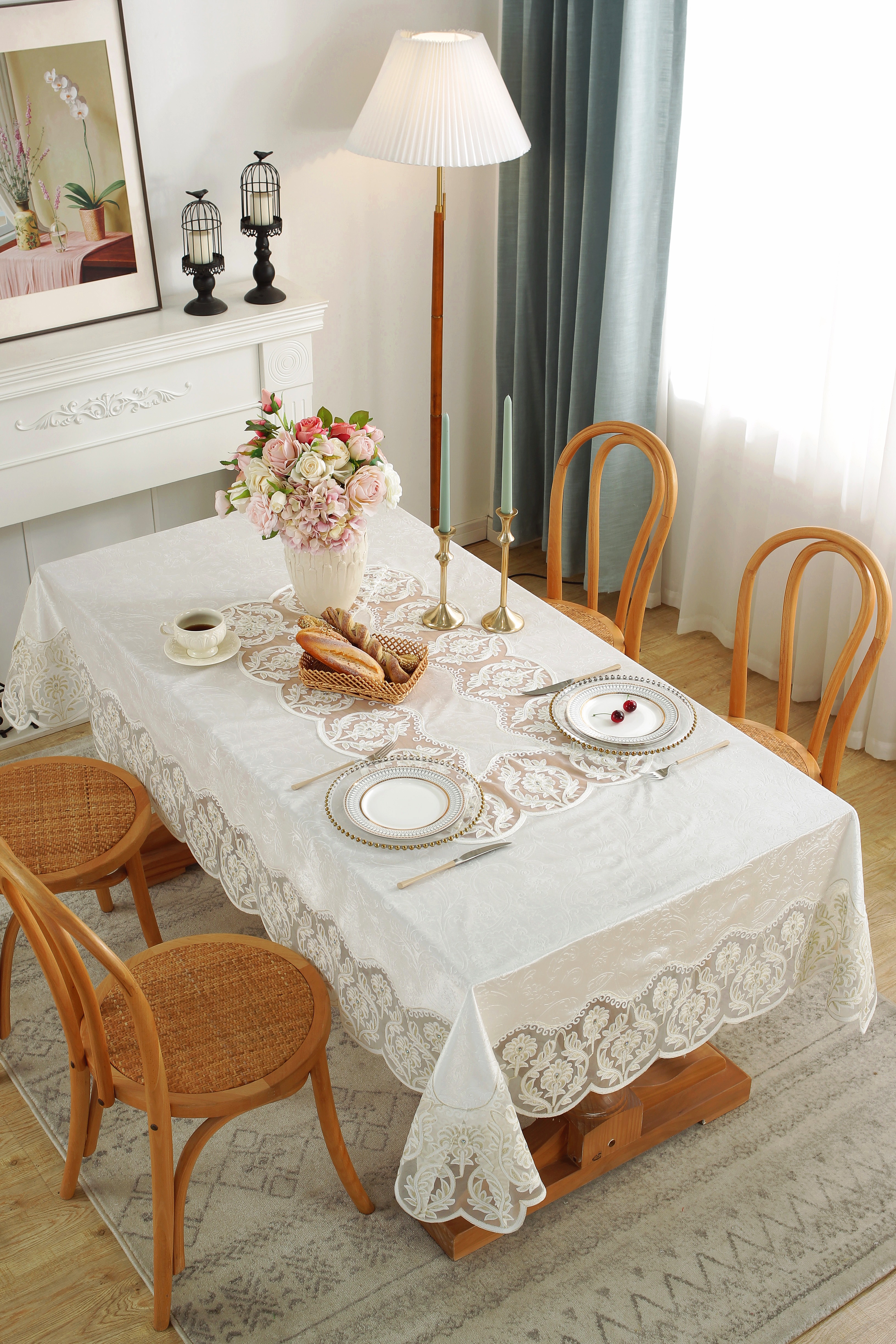 Embossed Flannelette Tablecloth 1 details Picture
